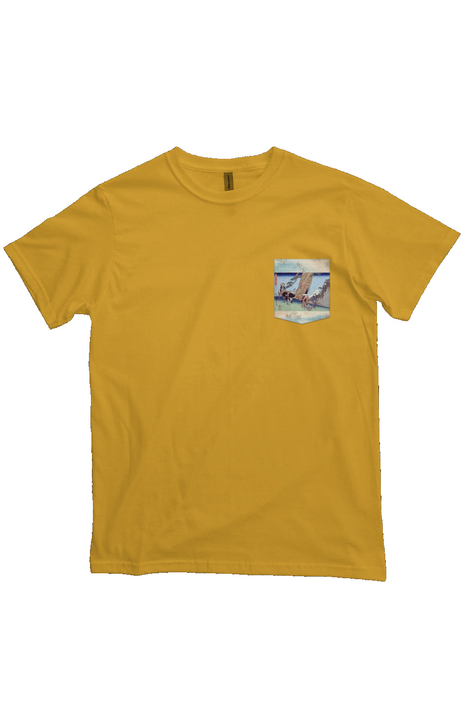 Act 8 (Hachidanme), from the series Storehouse, Japanese Block Art Pocket T-Shirts, Ukiyo-e, heavyweight cotton fabric t-shirt, "beehive" yellow