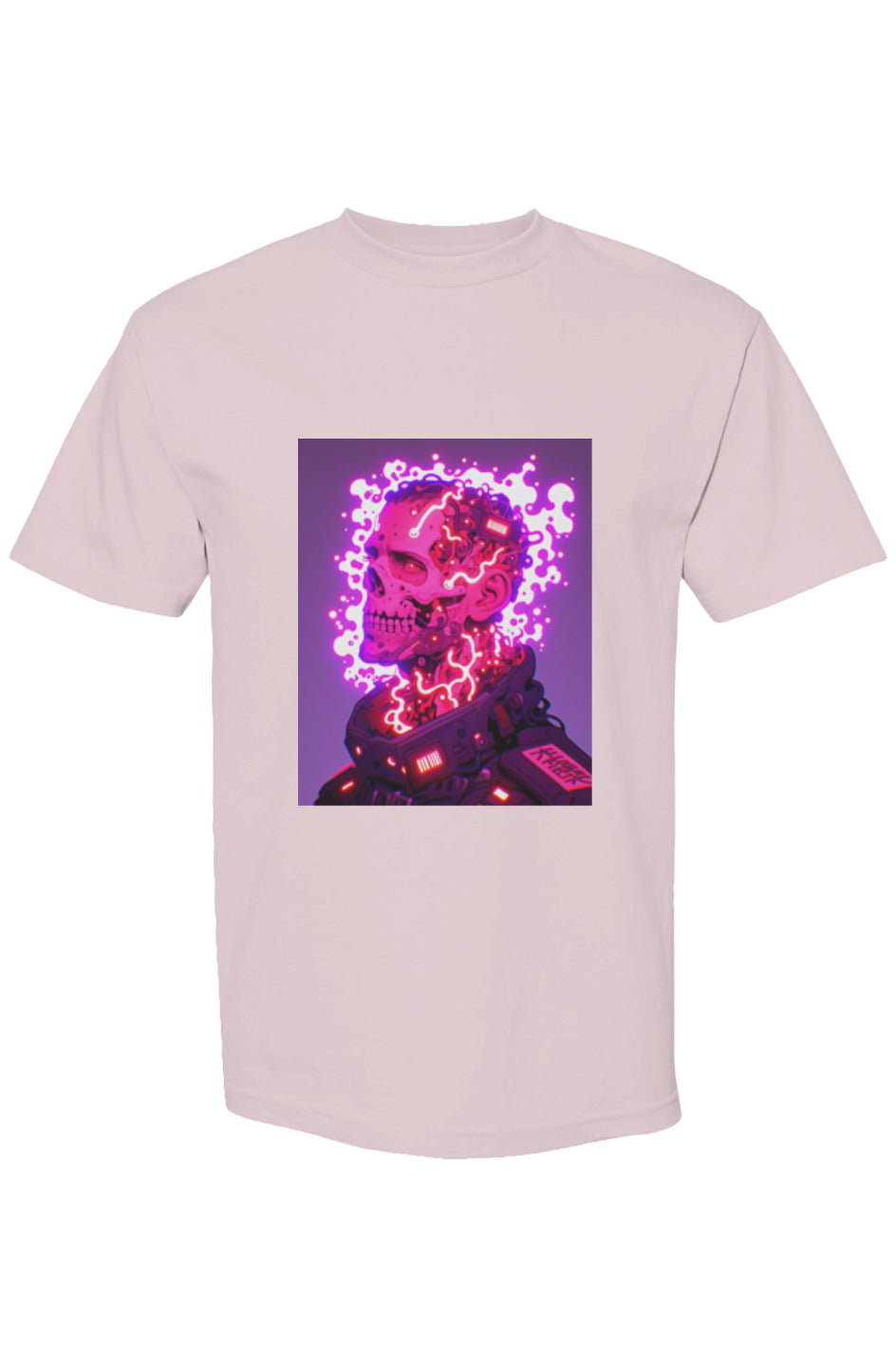 Shinjoku Streetwear II | Six 25 T-shirt with cyberpunk skull graphic, neon circuitry, and sci-fi energy effects, crafted in heavyweight cotton for a modern urban look.