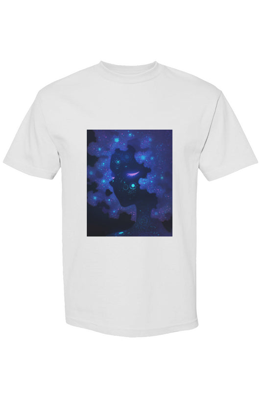 Shinjoku Streetwear V | Six 25 T-shirt featuring a cosmic silhouette graphic in deep hues, showcasing a digital-age aesthetic on premium heavyweight cotton.