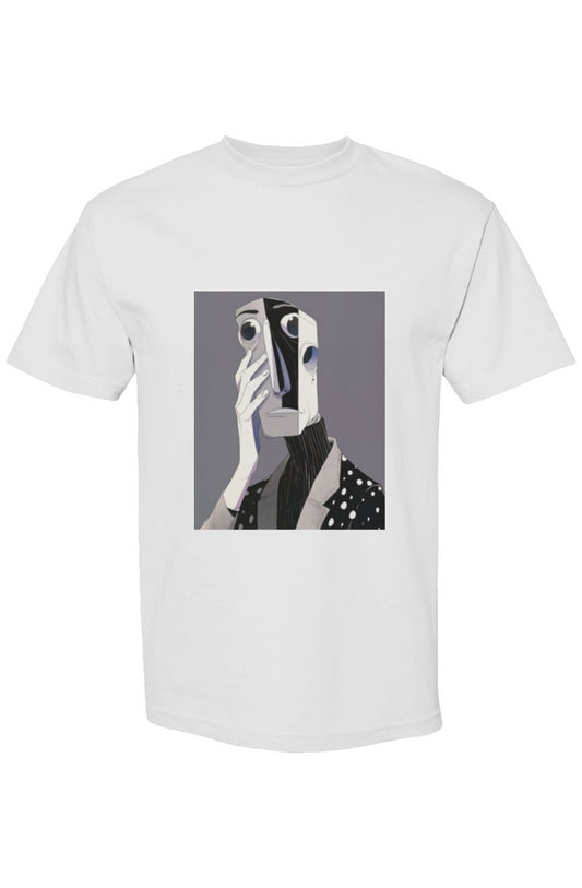 Shinjoku Streetwear XXIII | Six 25 T-shirt featuring surreal figure art, oversized eyes, mask-like face, on premium heavyweight cotton with a relaxed fit.