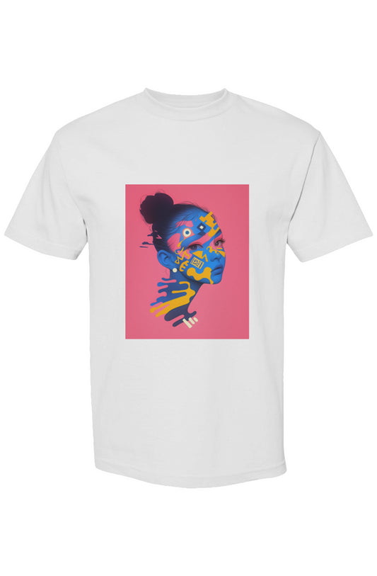 Shinjoku Streetwear VI | Six 25 T-shirt featuring a pop-art style portrait on the front, showcasing digital artistry with vivid colors and abstract shapes.