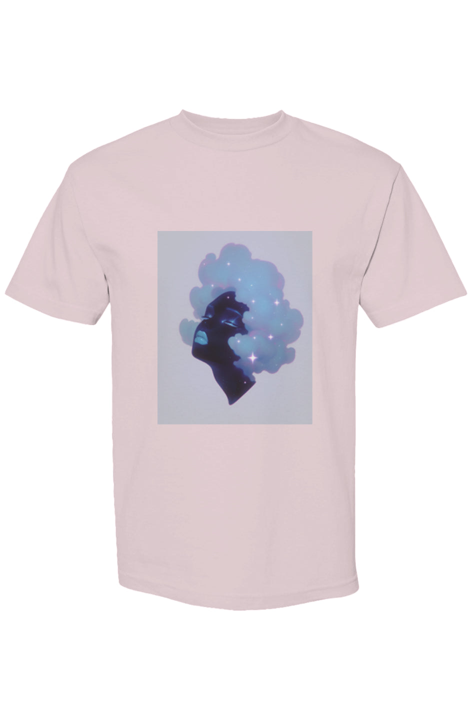 Shinjoku Streetwear XXXIV | Six 25 T-shirt featuring a stylized profile graphic with nebula hair, reflecting digital-age streetwear artistry on premium heavyweight cotton.