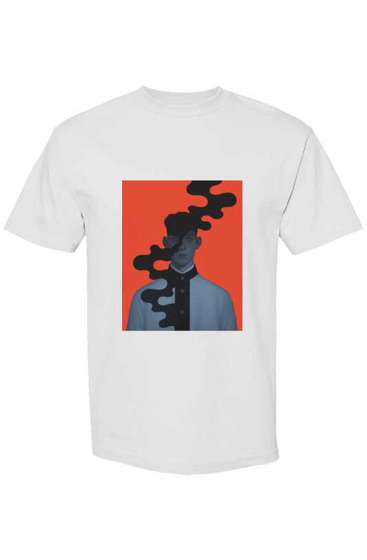 Shinjoku Streetwear XXXVIII | Six 25 T-shirt: Features a graphic of a young man obscured by abstract shapes, showcasing innovative streetwear design.
