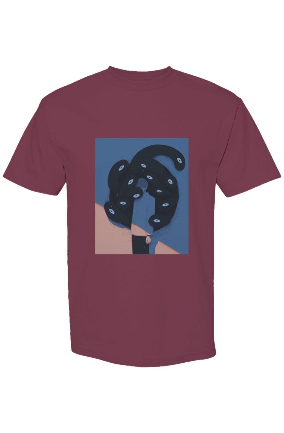 Shinjoku Streetwear XLVI | Six 25 T-shirt featuring a surreal figure design with tentacle-like shapes and white eyes on premium heavyweight cotton.