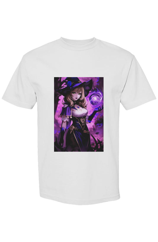 Drewsidious Otaku Collection V | Seven 25 T-shirt featuring anime-style witch with magical orb, set against a mystical purple haze, capturing digital-age expression.