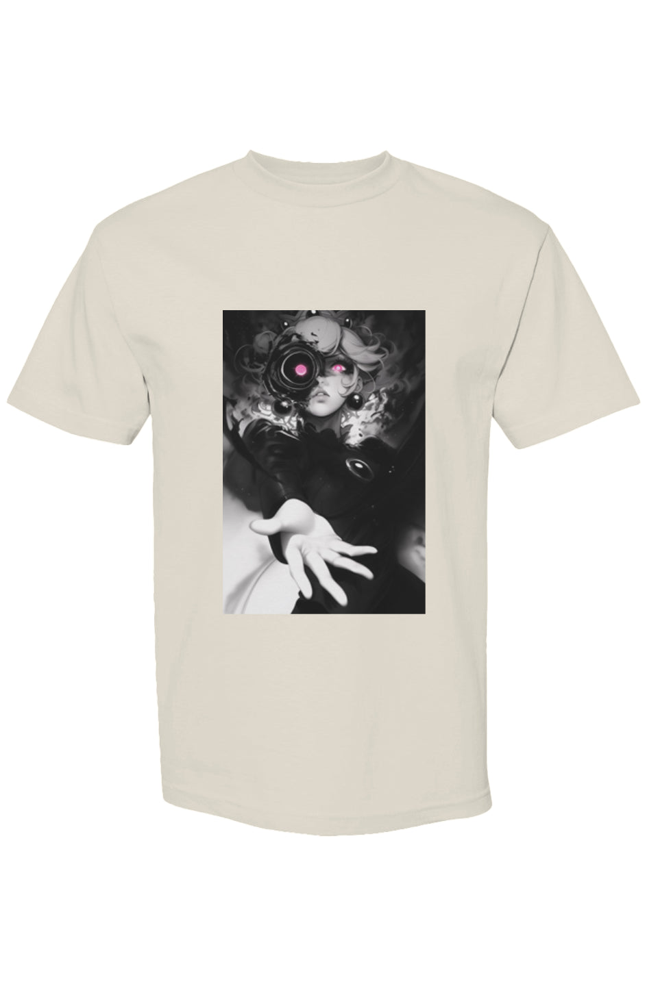 Drewsidious Otaku Collection XIV | Seven 25 T-shirt featuring a sci-fi anime-style illustration of a futuristic woman with pink highlights, in a relaxed fit.