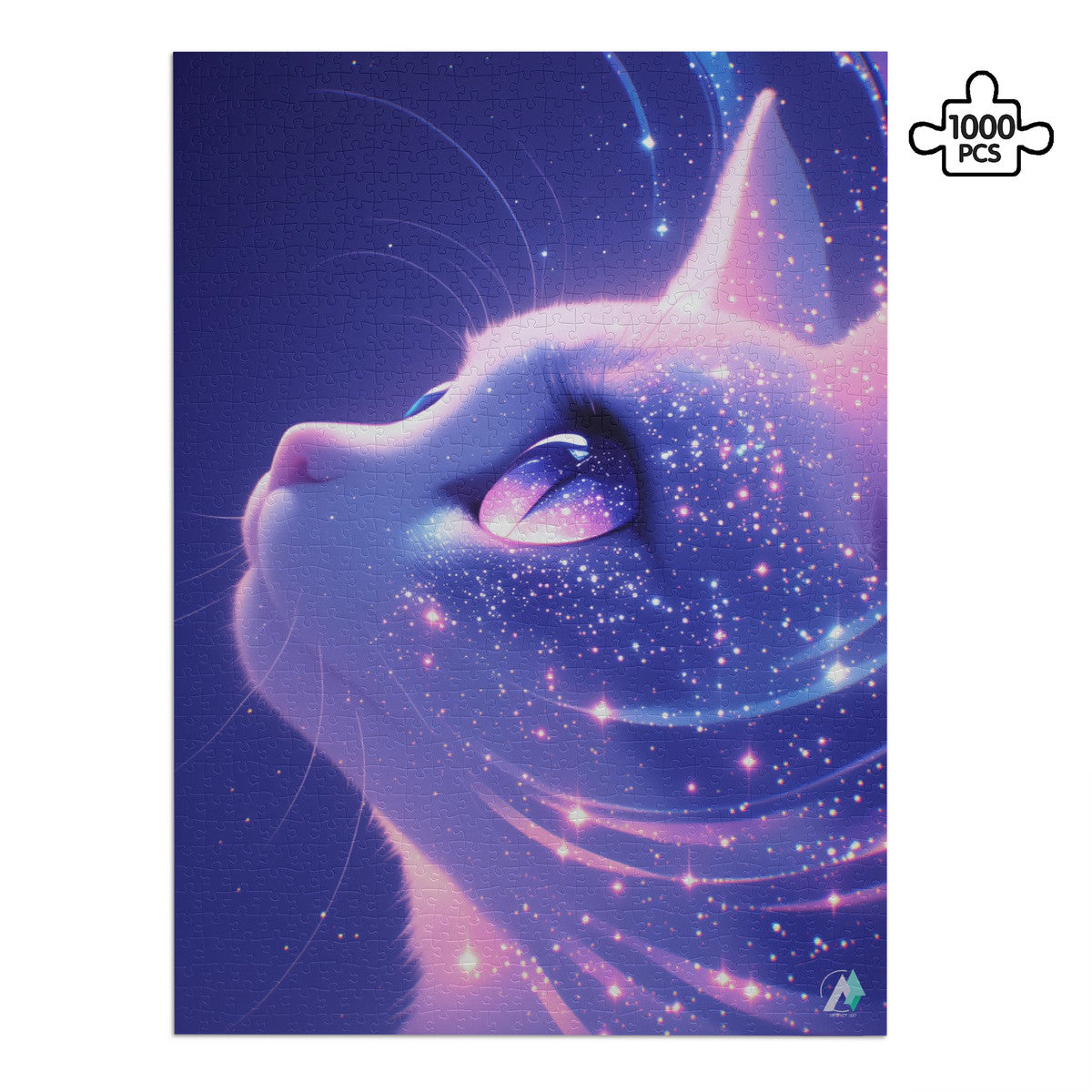 Milky Way Meow II Puzzle showcases a cat-themed jigsaw puzzle, available in 500 and 1000 pieces, crafted from premium ivory cardboard.