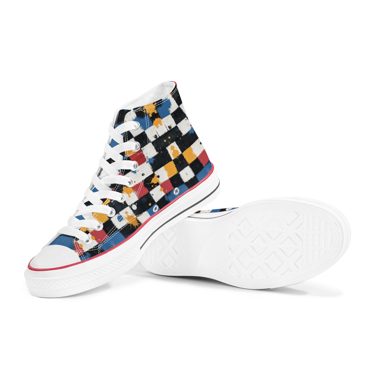 Checkered & Splattered (Wht) ππ¦ | 1337 High Tops