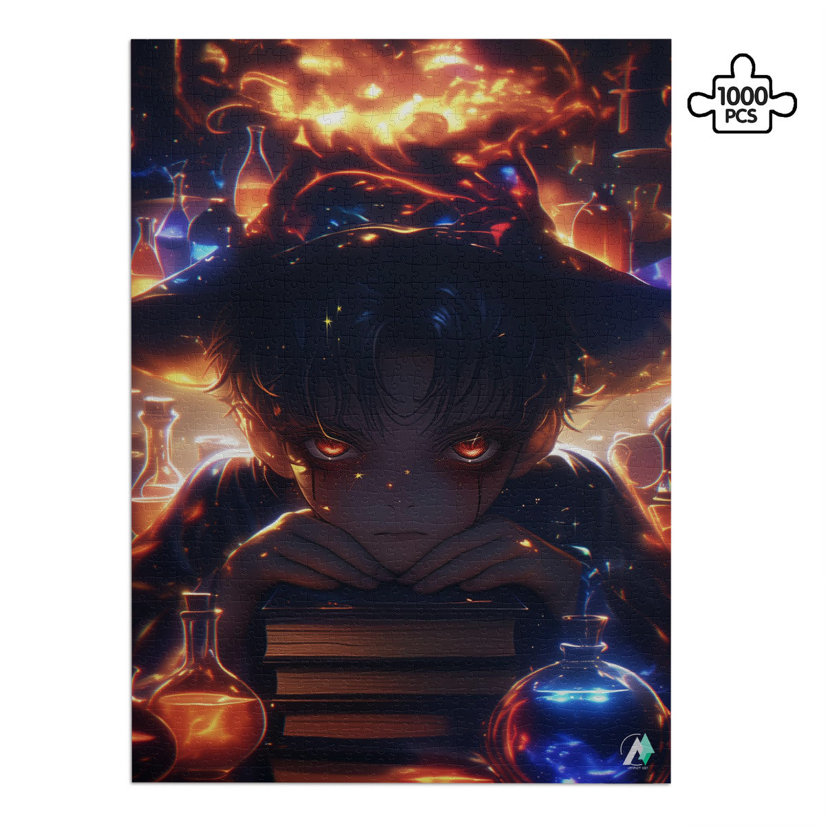 Changeling Puzzle: A whimsical jigsaw featuring a magical boy in a hat, crafted from premium ivory cardboard. Available in 500 and 1000 pieces.
