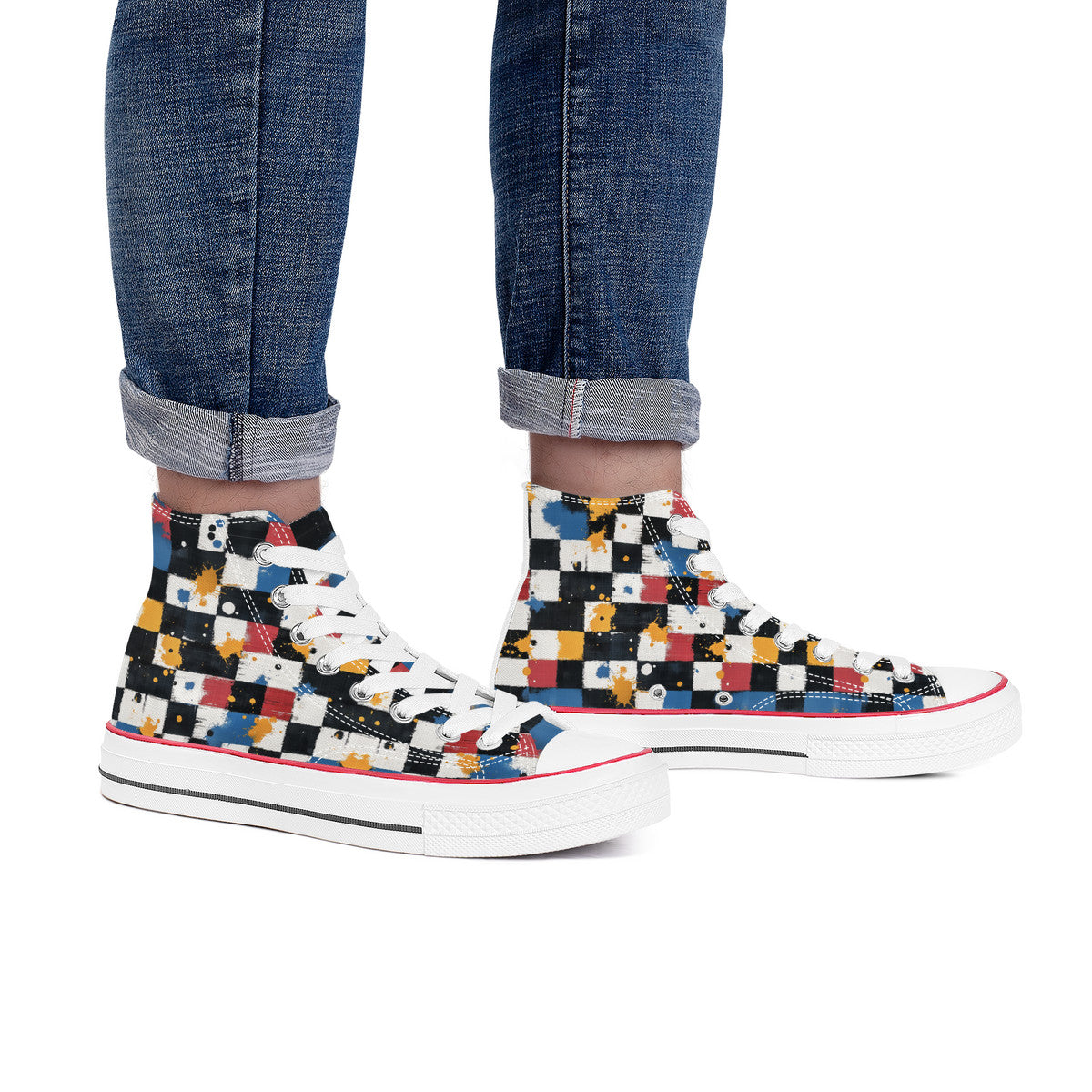 Checkered & Splattered (Wht) ππ¦ | 1337 High Tops