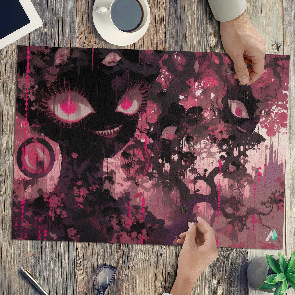Whispering Decay I Puzzle features a surreal image of a tree-like woman, emphasizing human characteristics in nature.