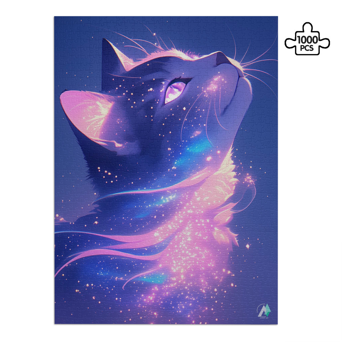 Milky Way Meow V Puzzle showcases a cat-themed jigsaw puzzle, available in 500 and 1000 pieces, crafted from premium ivory cardboard.