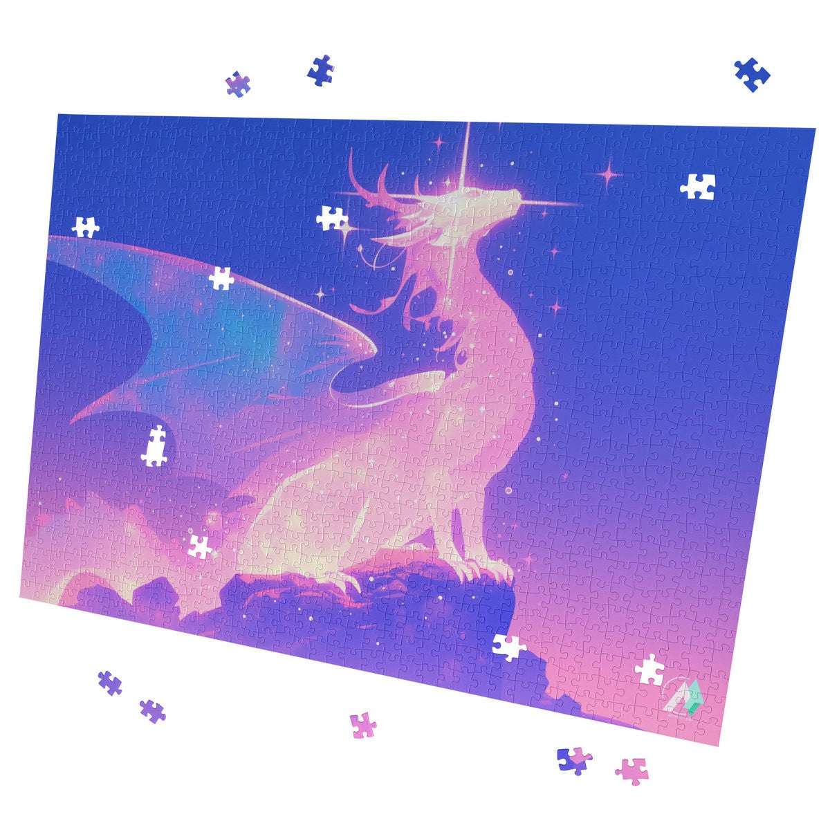 Supernal Ascendant Puzzle featuring a dragon design. Available in 500 and 1000 pieces, made from premium ivory cardboard.