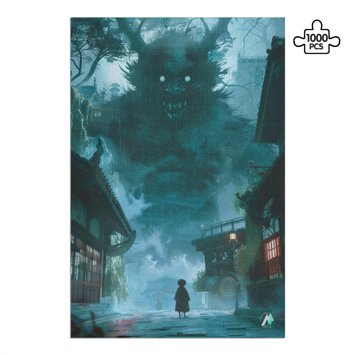 The Yokai Mystiques I Puzzle featuring a monster design, available in 500 and 1000 pieces, crafted from premium ivory cardboard with a satin finish.
