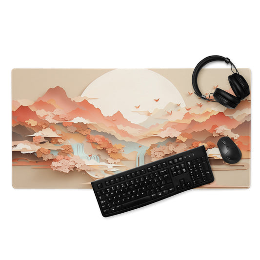 XXL gaming mouse pad, mouse pad, desk mat, gaming mat, gaming pad, best gaming mouse pad, border stitching, durable gaming mouse pad, Whispering Falls I artwork