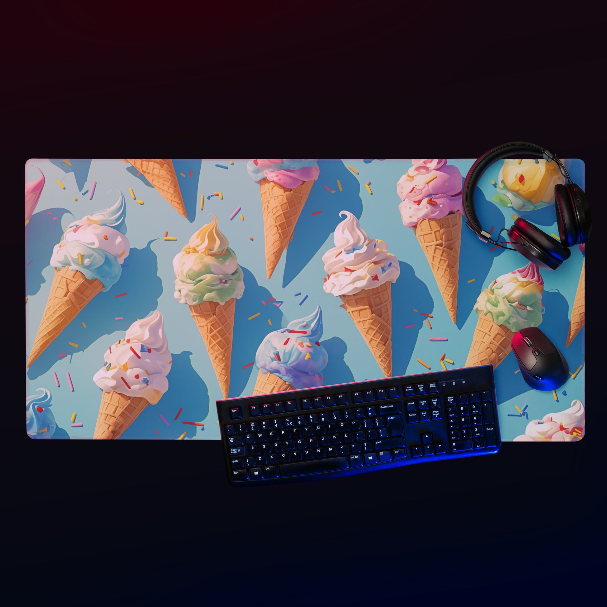 XXL gaming mouse pad, mouse pad, desk mat, gaming mat, gaming pad, best gaming mouse pad, border stitching, durable gaming mouse pad, Summer Swirls II artwork