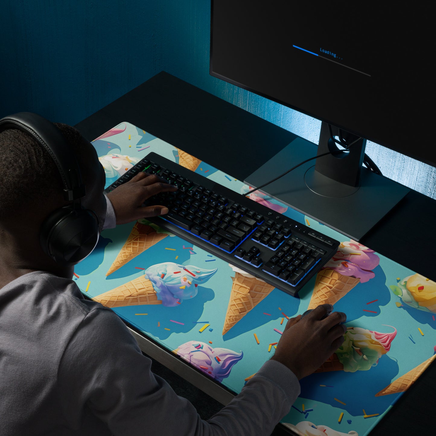 XXL gaming mouse pad, mouse pad, desk mat, gaming mat, gaming pad, best gaming mouse pad, border stitching, durable gaming mouse pad, Summer Swirls II artwork