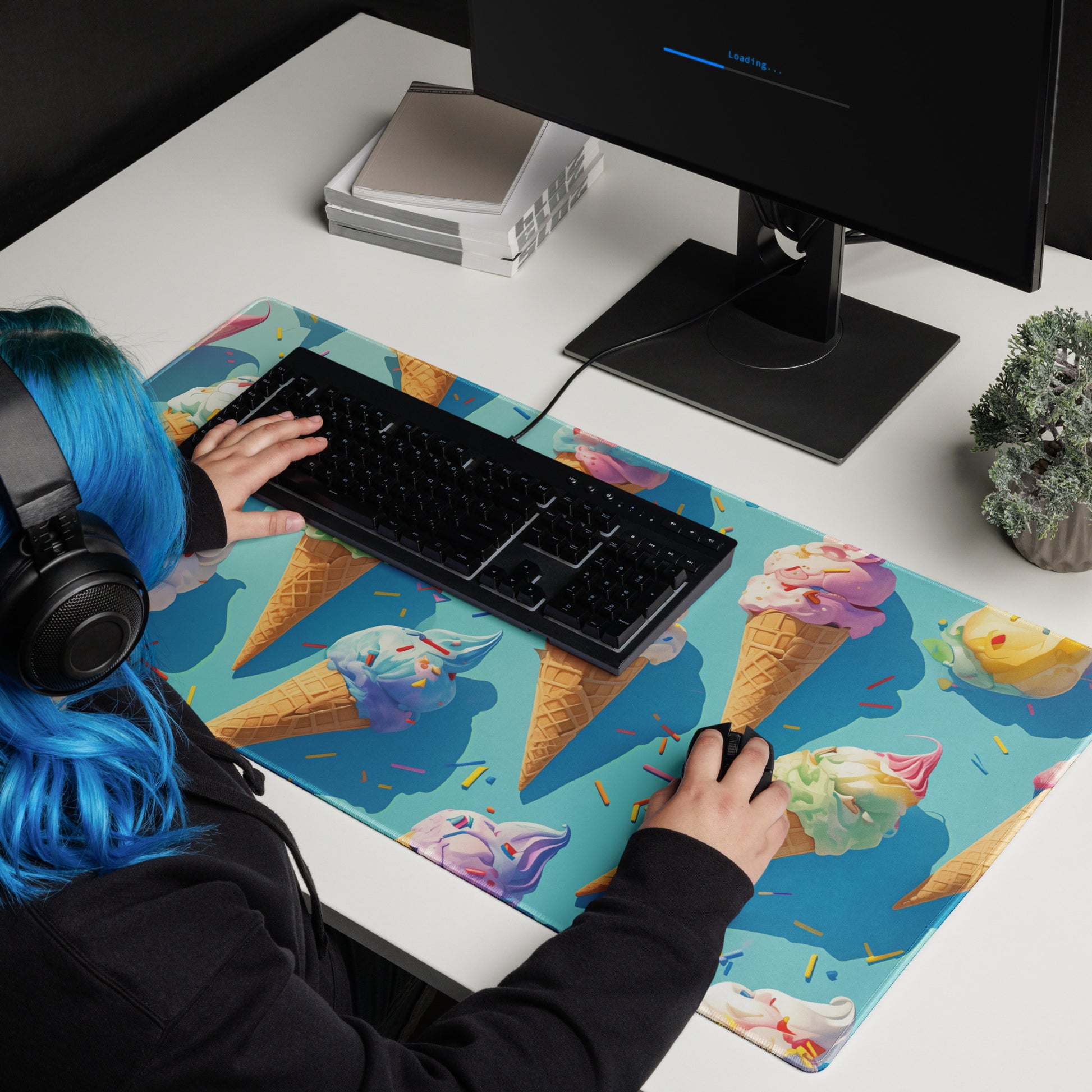 XXL gaming mouse pad, mouse pad, desk mat, gaming mat, gaming pad, best gaming mouse pad, border stitching, durable gaming mouse pad, Summer Swirls II artwork