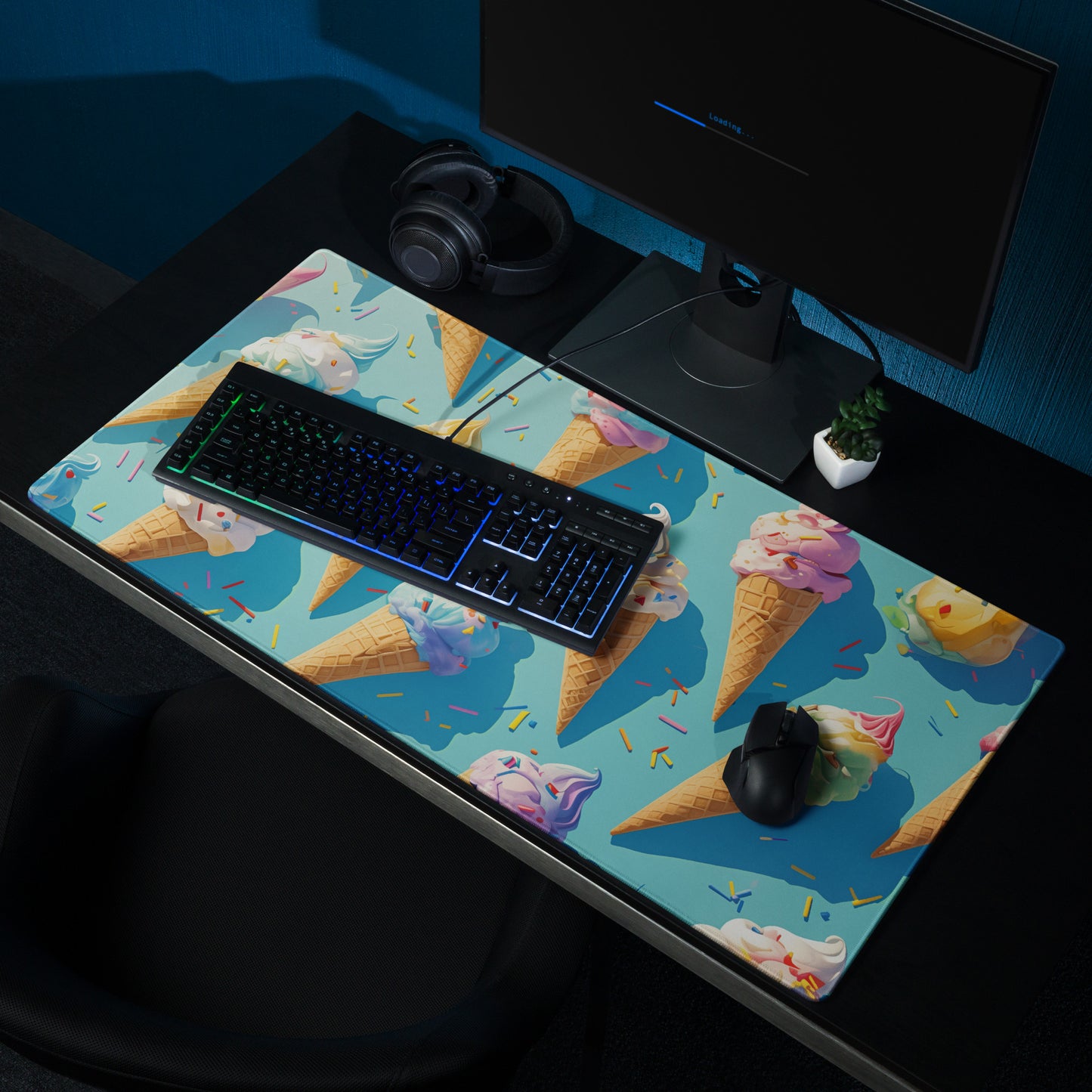 XXL gaming mouse pad, mouse pad, desk mat, gaming mat, gaming pad, best gaming mouse pad, border stitching, durable gaming mouse pad, Summer Swirls II artwork