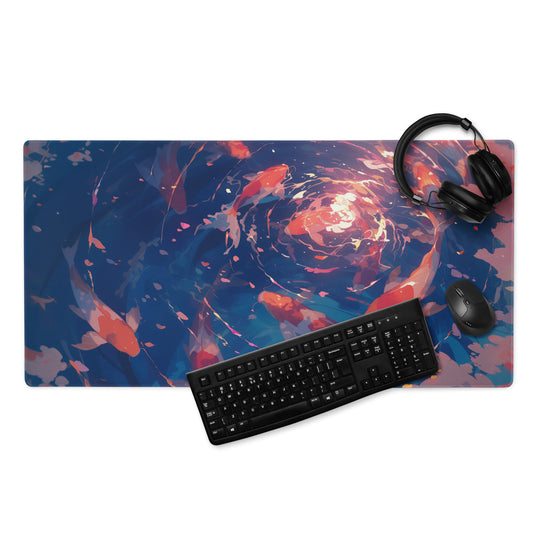 XXL gaming mouse pad, mouse pad, desk mat, gaming mat, gaming pad, best gaming mouse pad, border stitching, durable gaming mouse pad, Nishikigoi "Koi" Reflections artwork