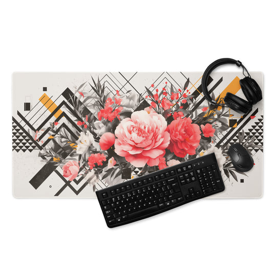 XXL gaming mouse pad, mouse pad, desk mat, gaming mat, gaming pad, best gaming mouse pad, border stitching, durable gaming mouse pad, Petal Muse IV artwork