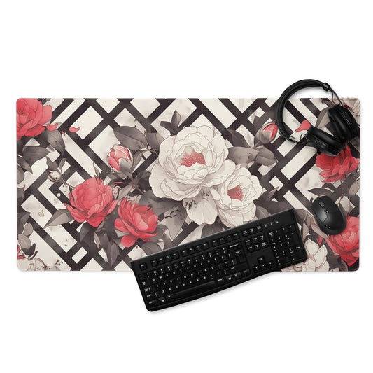 XXL gaming mouse pad, mouse pad, desk mat, gaming mat, gaming pad, best gaming mouse pad, border stitching, durable gaming mouse pad, Petal Muse III artwork
