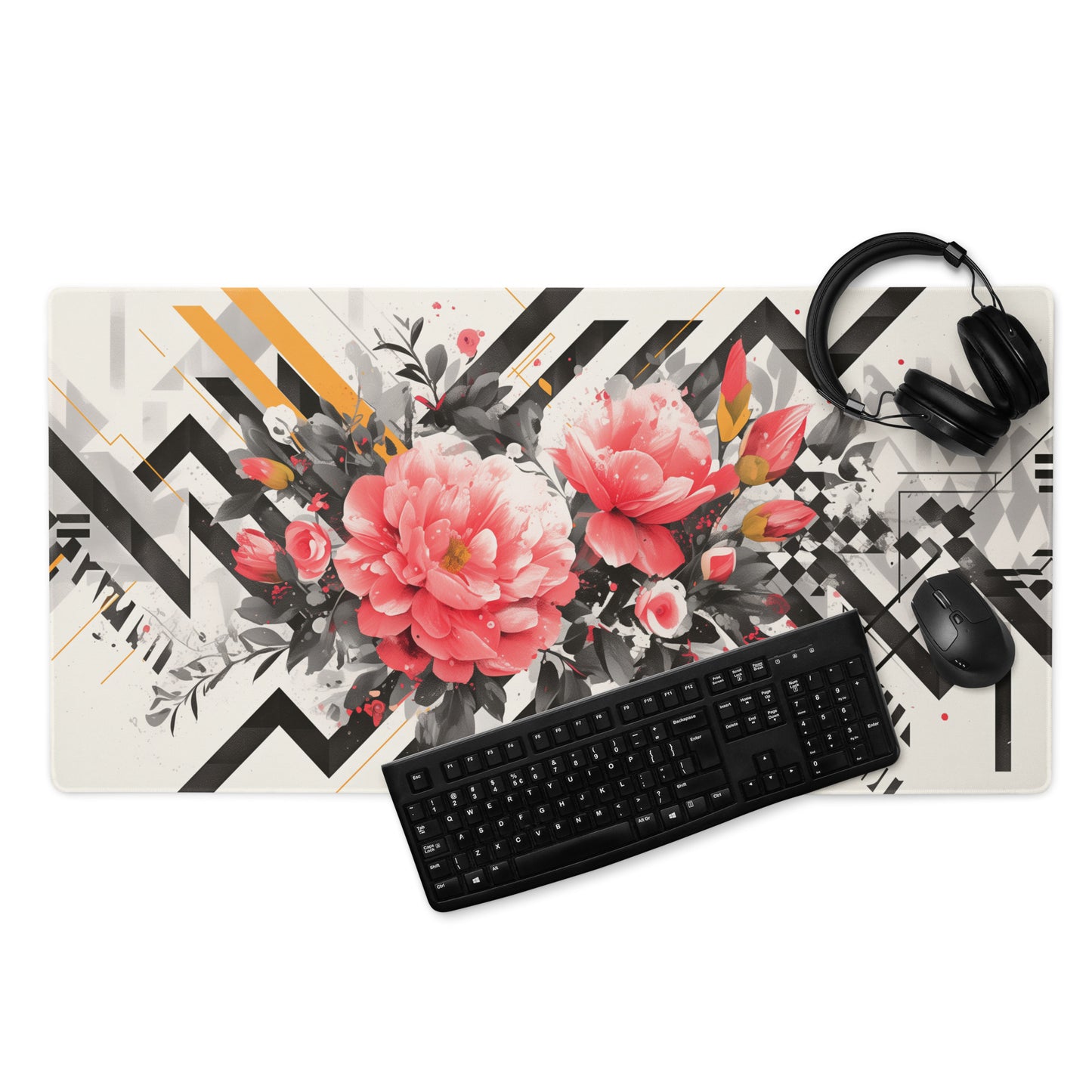 XXL gaming mouse pad, mouse pad, desk mat, gaming mat, gaming pad, best gaming mouse pad, border stitching, durable gaming mouse pad, Petal Muse II artwork