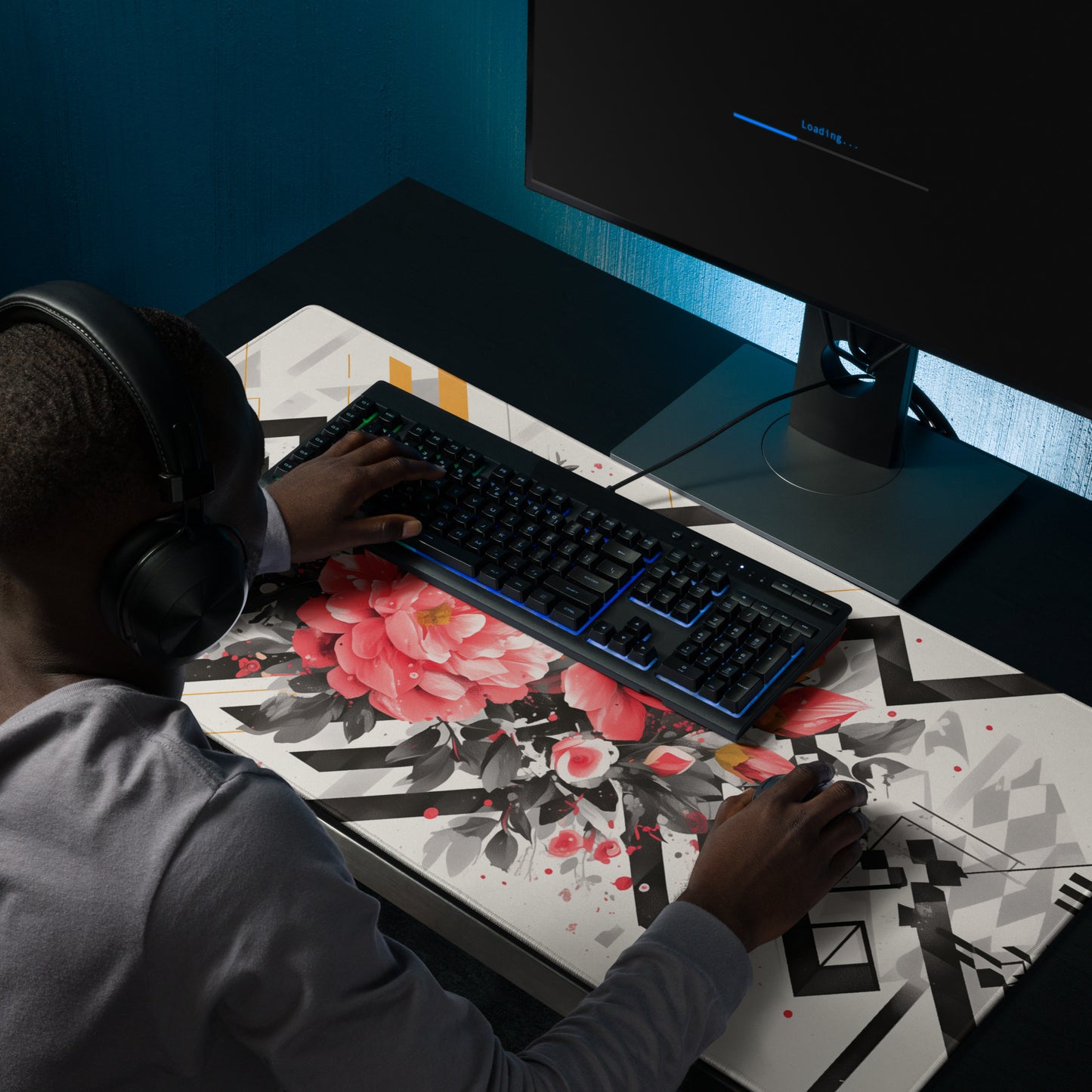 XXL gaming mouse pad, mouse pad, desk mat, gaming mat, gaming pad, best gaming mouse pad, border stitching, durable gaming mouse pad, Petal Muse II artwork