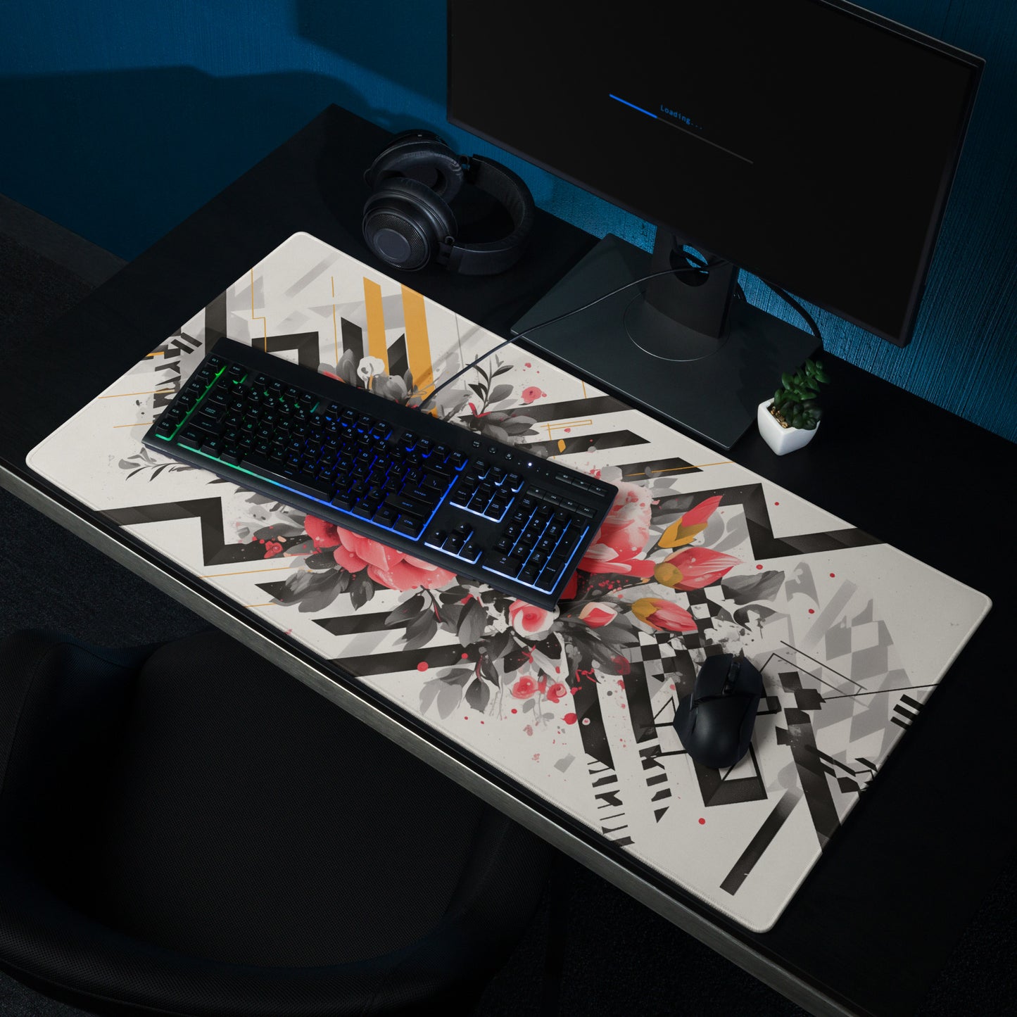 XXL gaming mouse pad, mouse pad, desk mat, gaming mat, gaming pad, best gaming mouse pad, border stitching, durable gaming mouse pad, Petal Muse II artwork