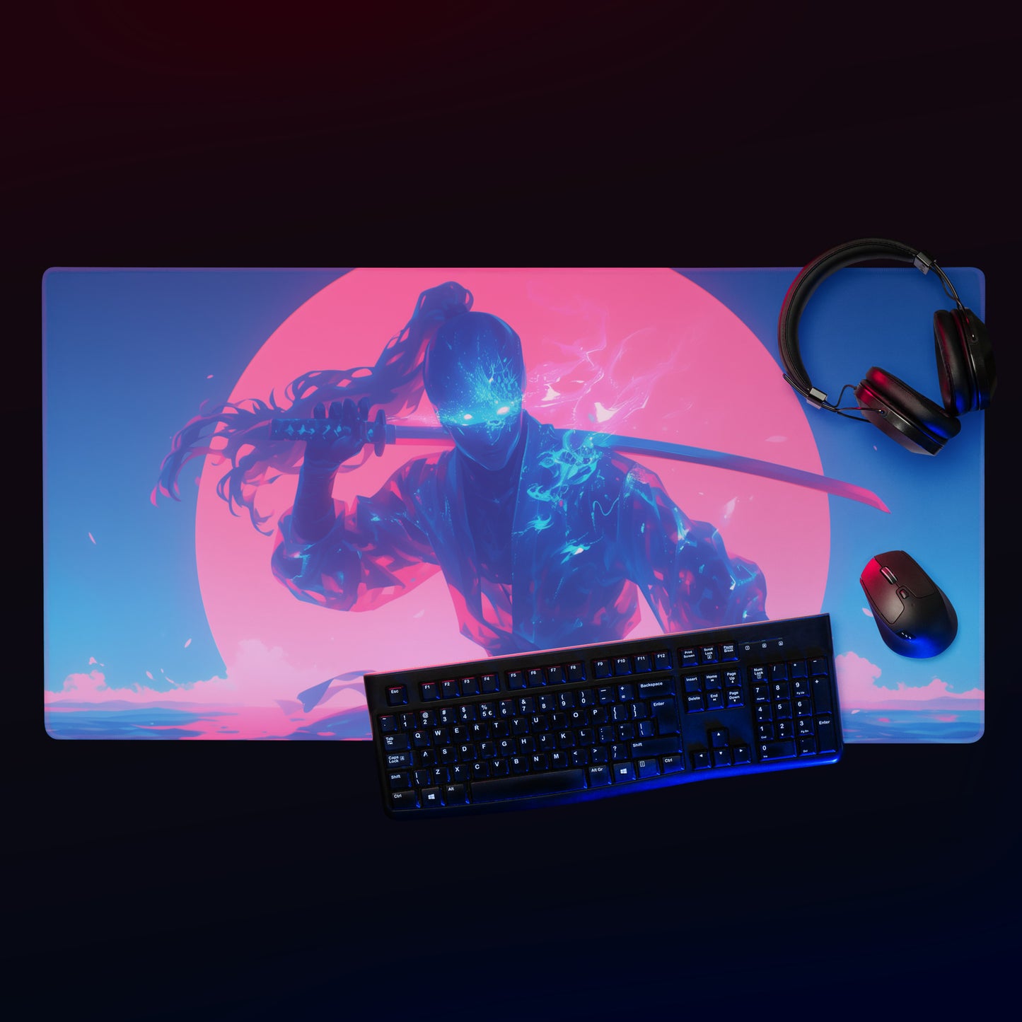 XXL gaming mouse pad, mouse pad, desk mat, gaming mat, gaming pad, best gaming mouse pad, border stitching, durable gaming mouse pad, Spectral Shinobi II artwork