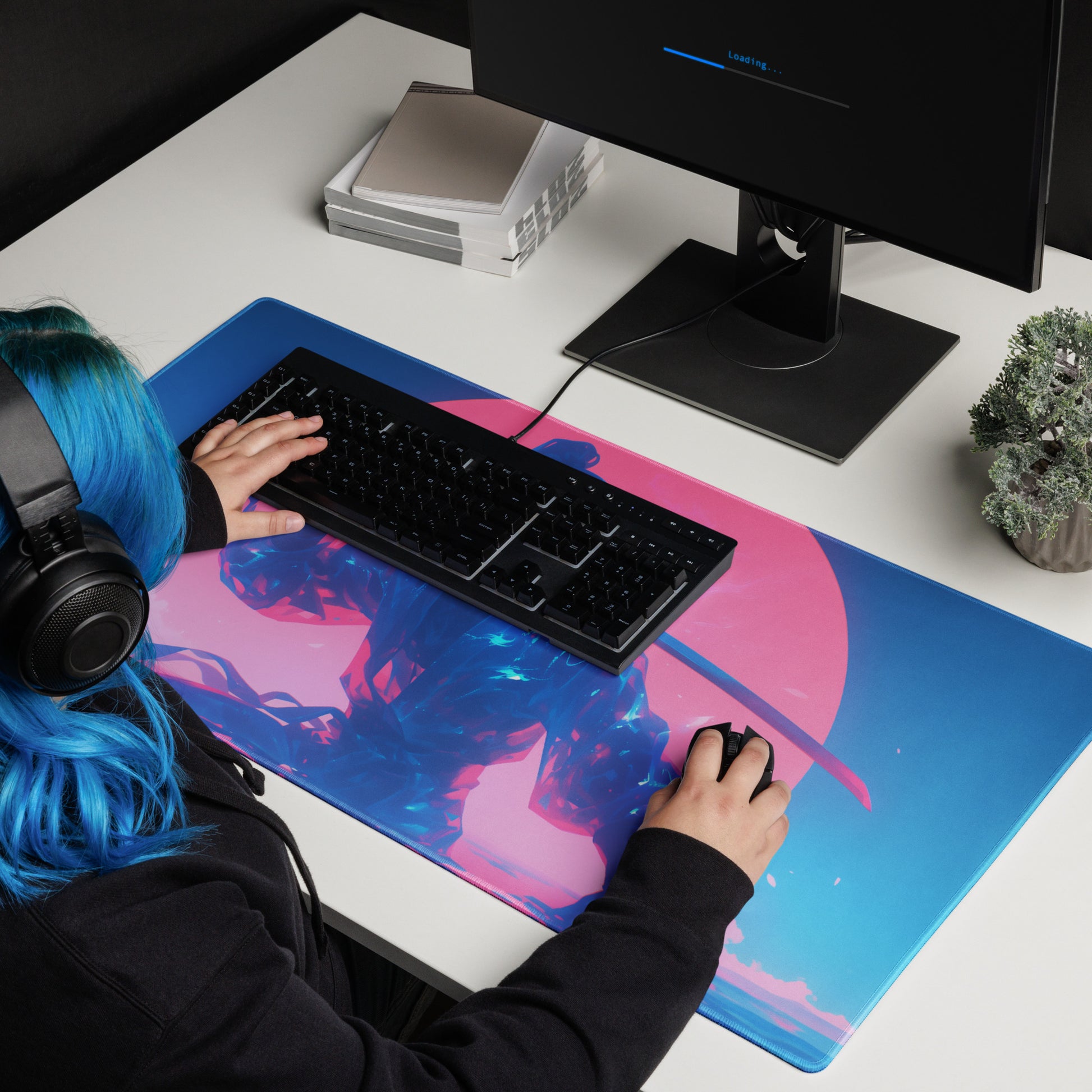 XXL gaming mouse pad, mouse pad, desk mat, gaming mat, gaming pad, best gaming mouse pad, border stitching, durable gaming mouse pad, Spectral Shinobi II artwork