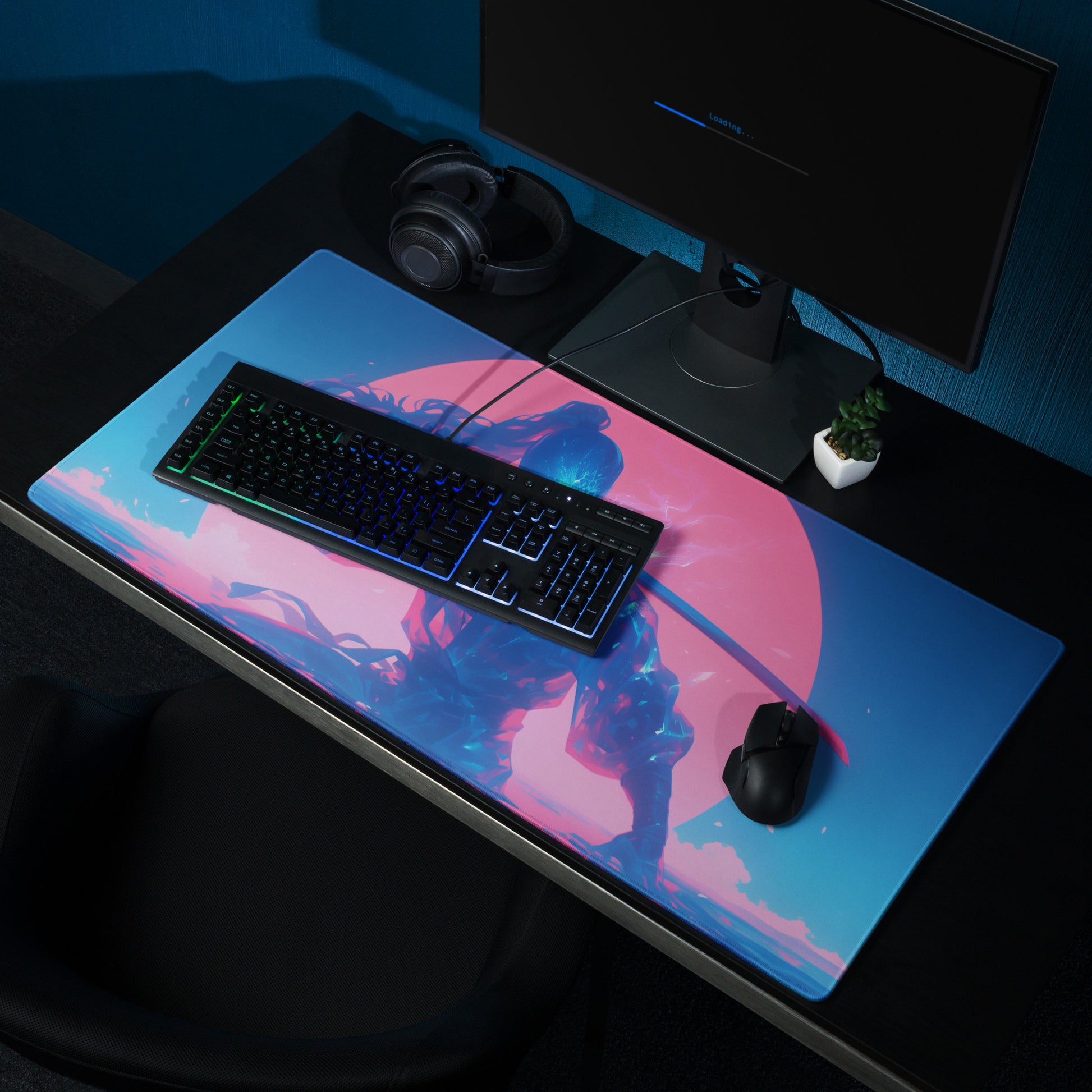 XXL gaming mouse pad, mouse pad, desk mat, gaming mat, gaming pad, best gaming mouse pad, border stitching, durable gaming mouse pad, Spectral Shinobi II artwork