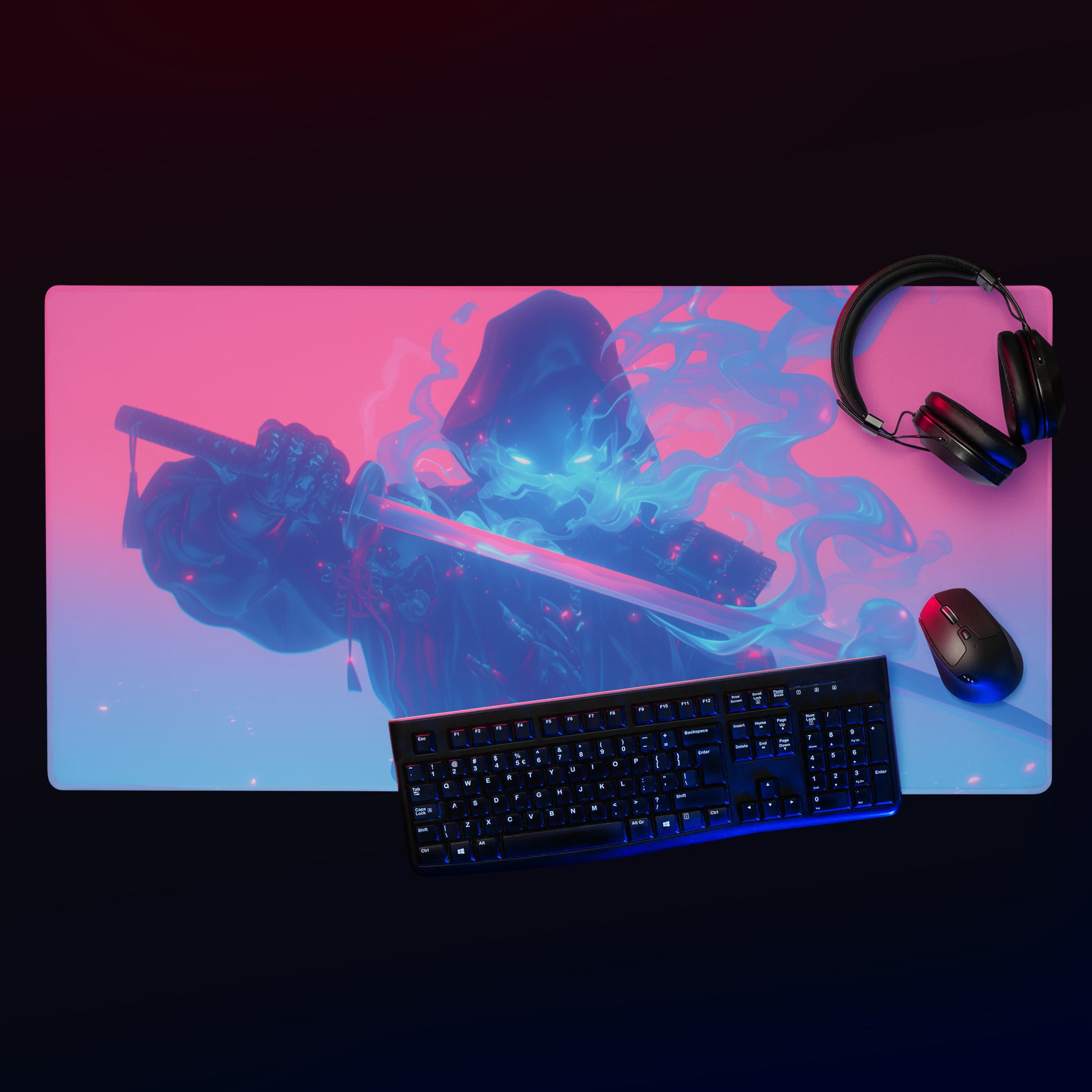 XXL gaming mouse pad, mouse pad, desk mat, gaming mat, gaming pad, best gaming mouse pad, border stitching, durable gaming mouse pad, Spectral Shinobi I artwork