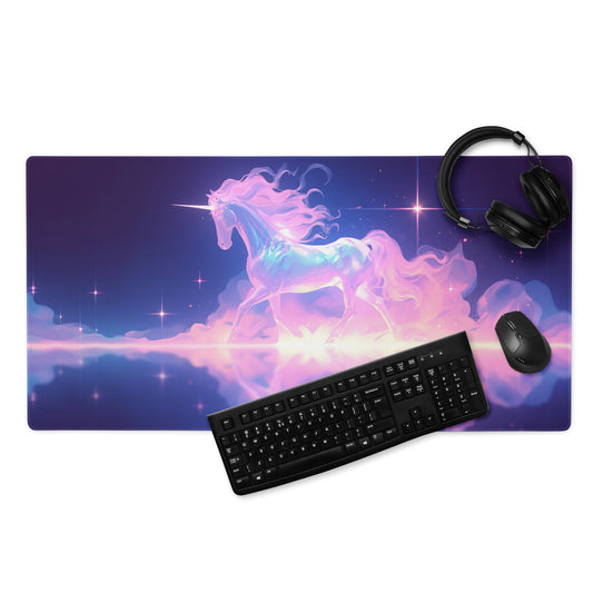 XXL gaming mouse pad, mouse pad, desk mat, gaming mat, gaming pad, best gaming mouse pad, border stitching, durable gaming mouse pad, Ethereal Unicorn artwork