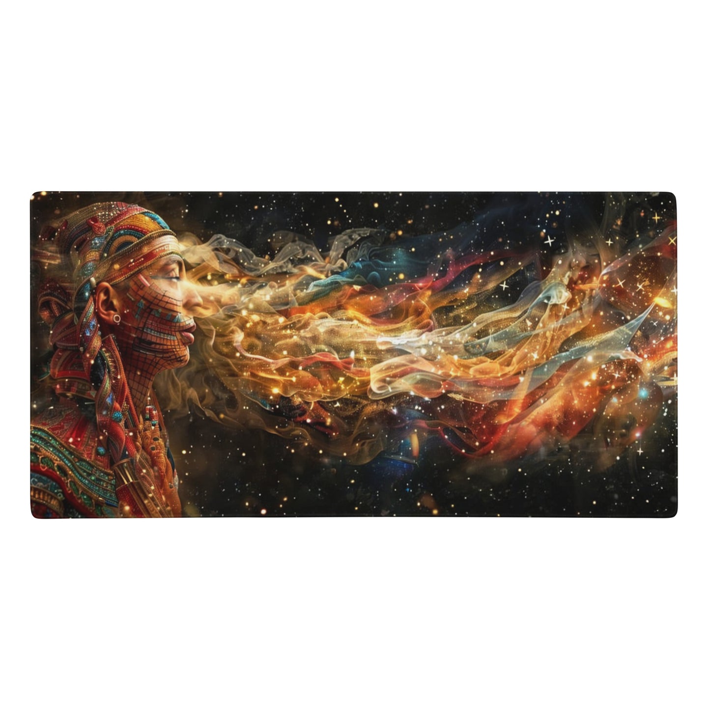 XXL gaming mouse pad, mouse pad, desk mat, gaming mat, gaming pad, best gaming mouse pad, border stitching, durable gaming mouse pad, Celestial Exhalation artwork