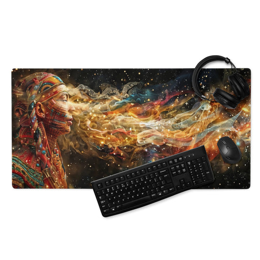 XXL gaming mouse pad, mouse pad, desk mat, gaming mat, gaming pad, best gaming mouse pad, border stitching, durable gaming mouse pad, Celestial Exhalation artwork
