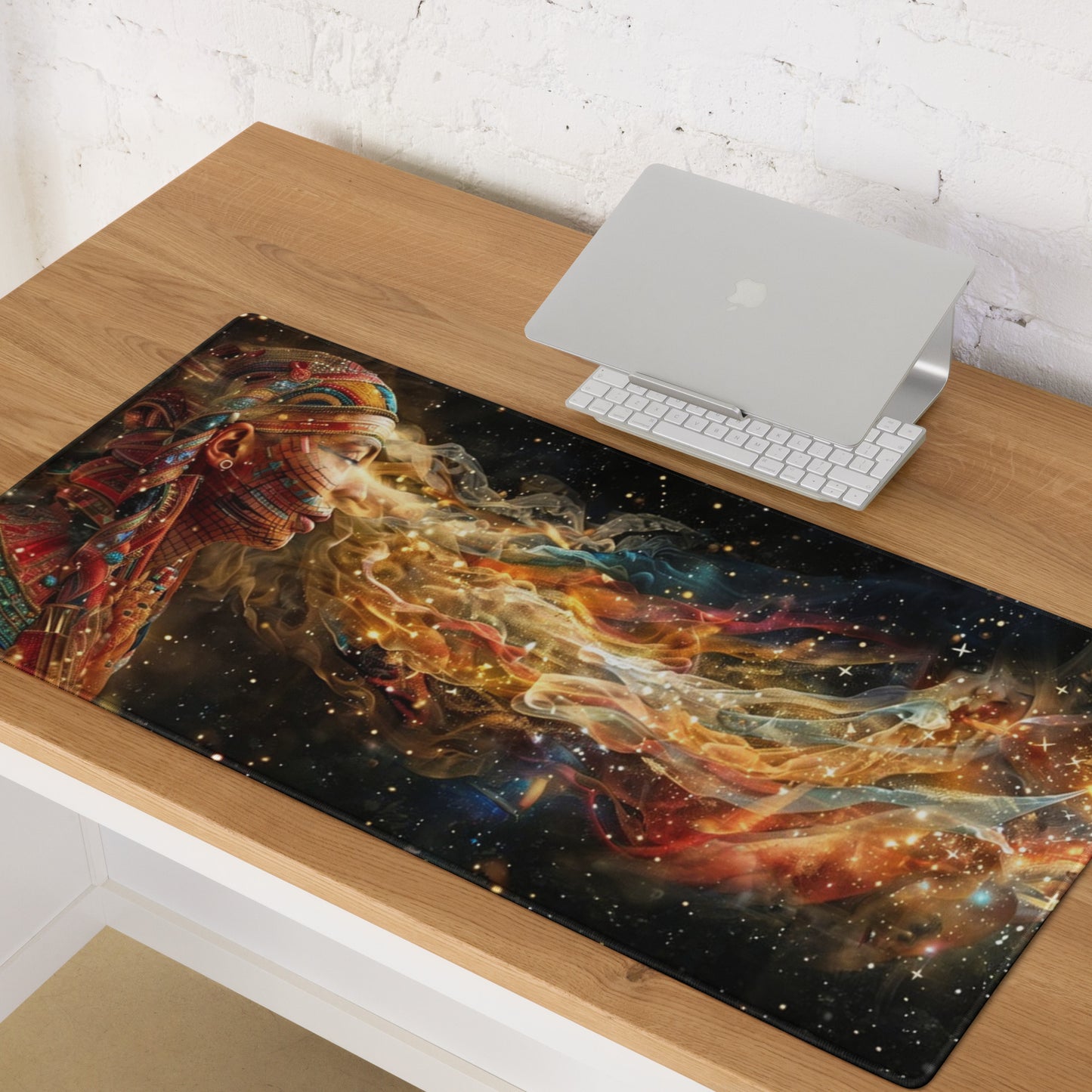 XXL gaming mouse pad, mouse pad, desk mat, gaming mat, gaming pad, best gaming mouse pad, border stitching, durable gaming mouse pad, Celestial Exhalation artwork