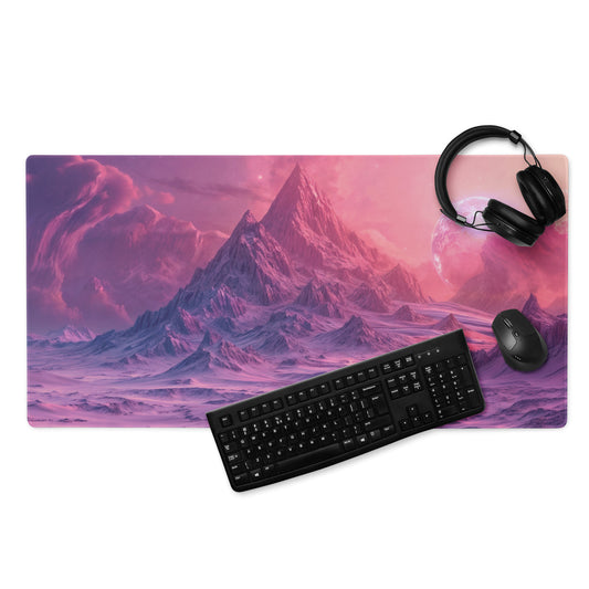 XXL gaming mouse pad, mouse pad, desk mat, gaming mat, gaming pad, best gaming mouse pad, border stitching, durable gaming mouse pad, The Peaks artwork