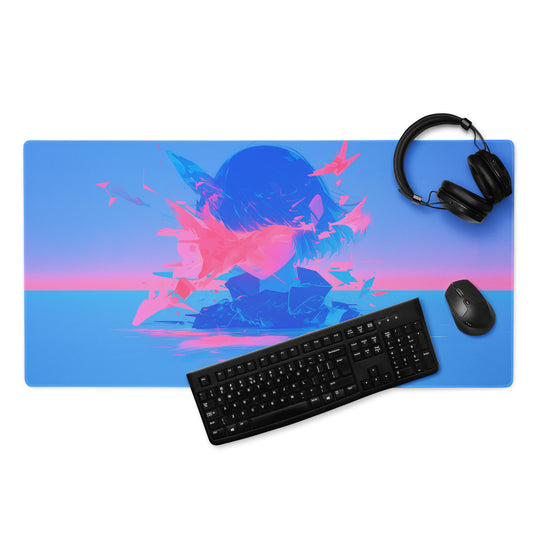 XXL gaming mouse pad, mouse pad, desk mat, gaming mat, gaming pad, best gaming mouse pad, border stitching, durable gaming mouse pad, Whispers on the Current artwork