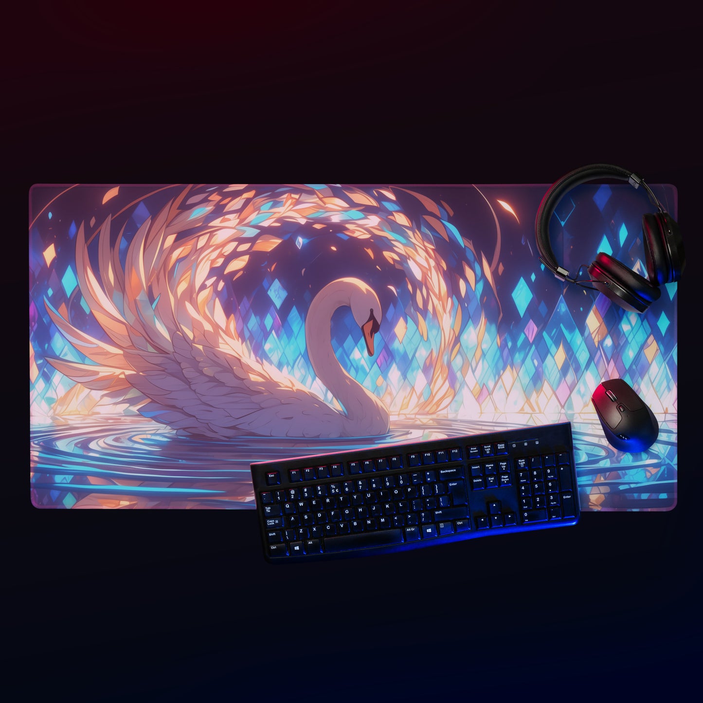 XXL gaming mouse pad, mouse pad, desk mat, gaming mat, gaming pad, best gaming mouse pad, border stitching, durable gaming mouse pad, Swan Art Online SAO artwork
