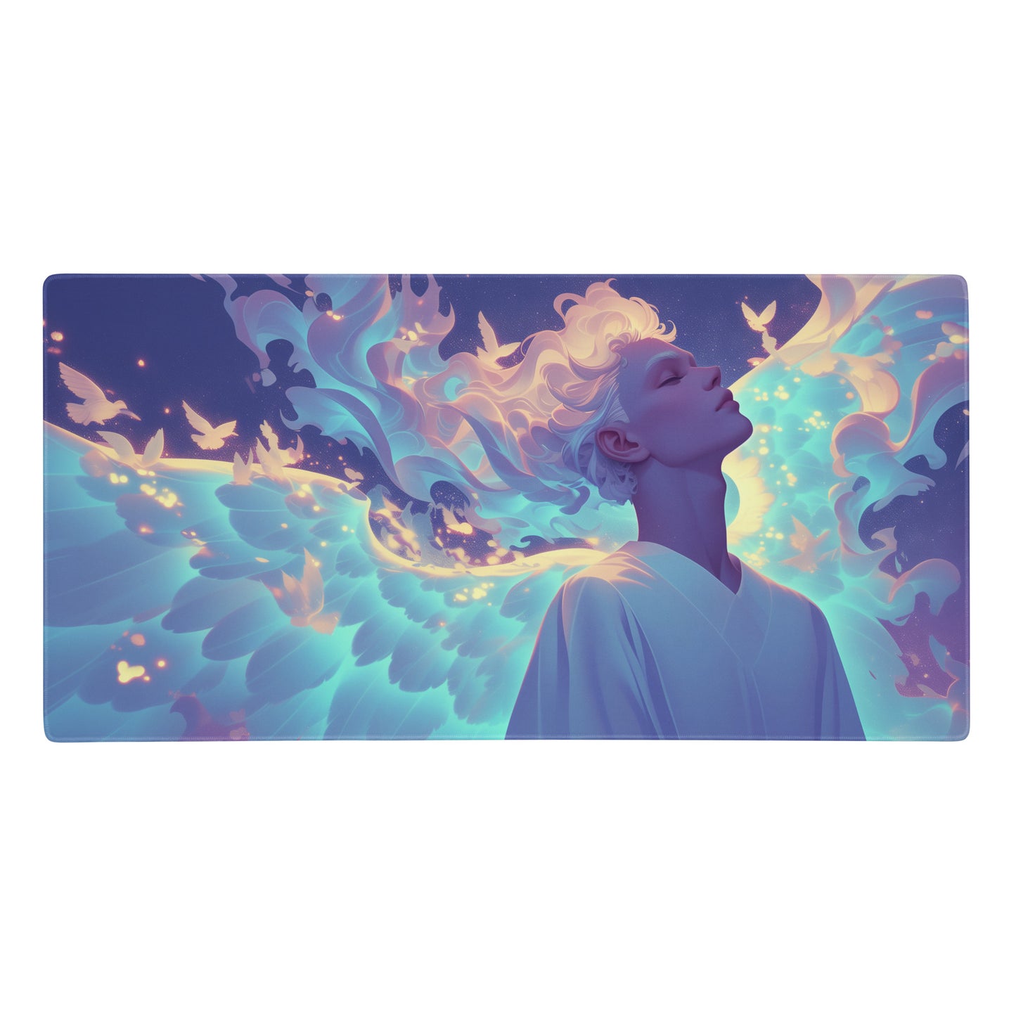 XXL gaming mouse pad, mouse pad, desk mat, gaming mat, gaming pad, best gaming mouse pad, border stitching, durable gaming mouse pad, Seraphim's Elegance I artwork