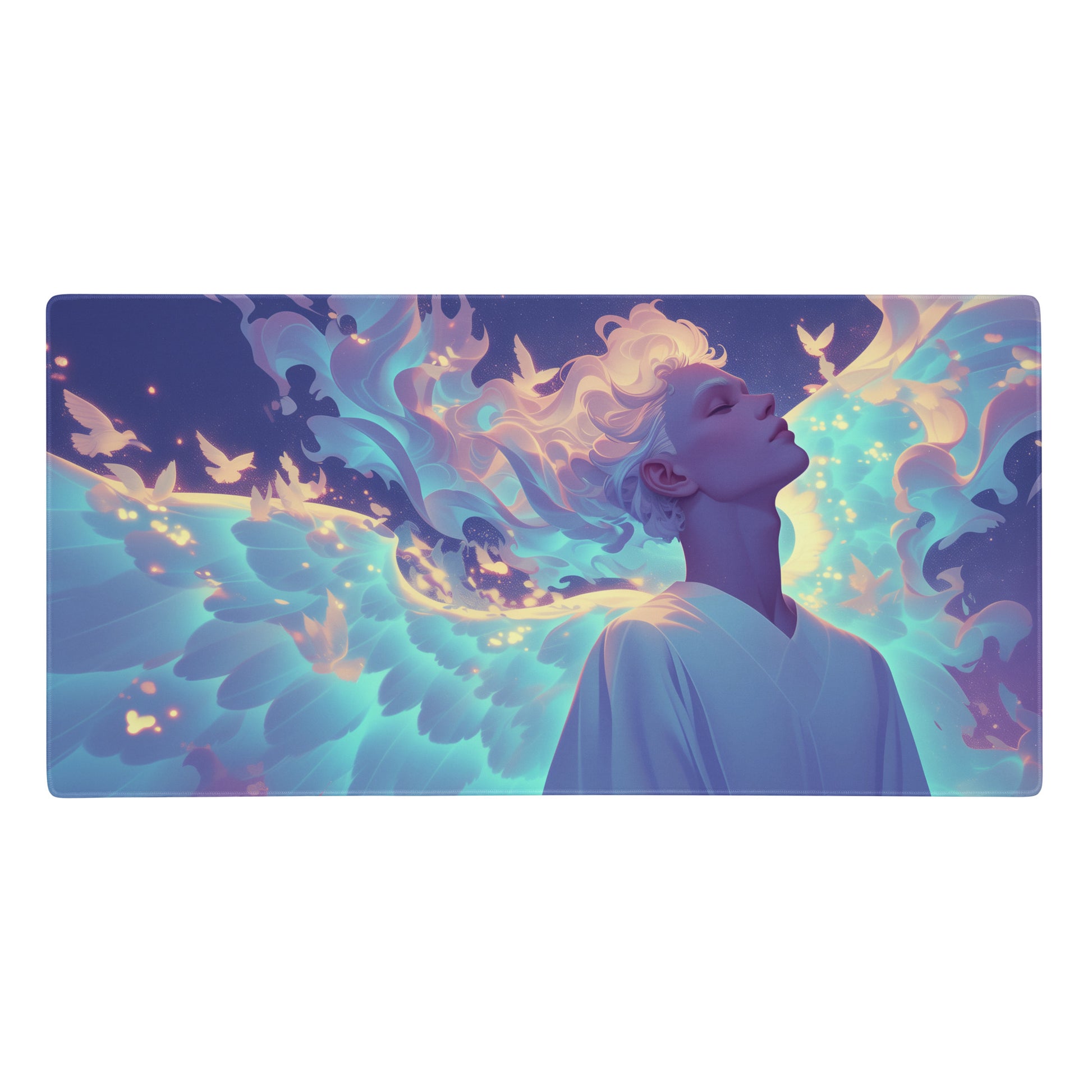 XXL gaming mouse pad, mouse pad, desk mat, gaming mat, gaming pad, best gaming mouse pad, border stitching, durable gaming mouse pad, Seraphim's Elegance I artwork