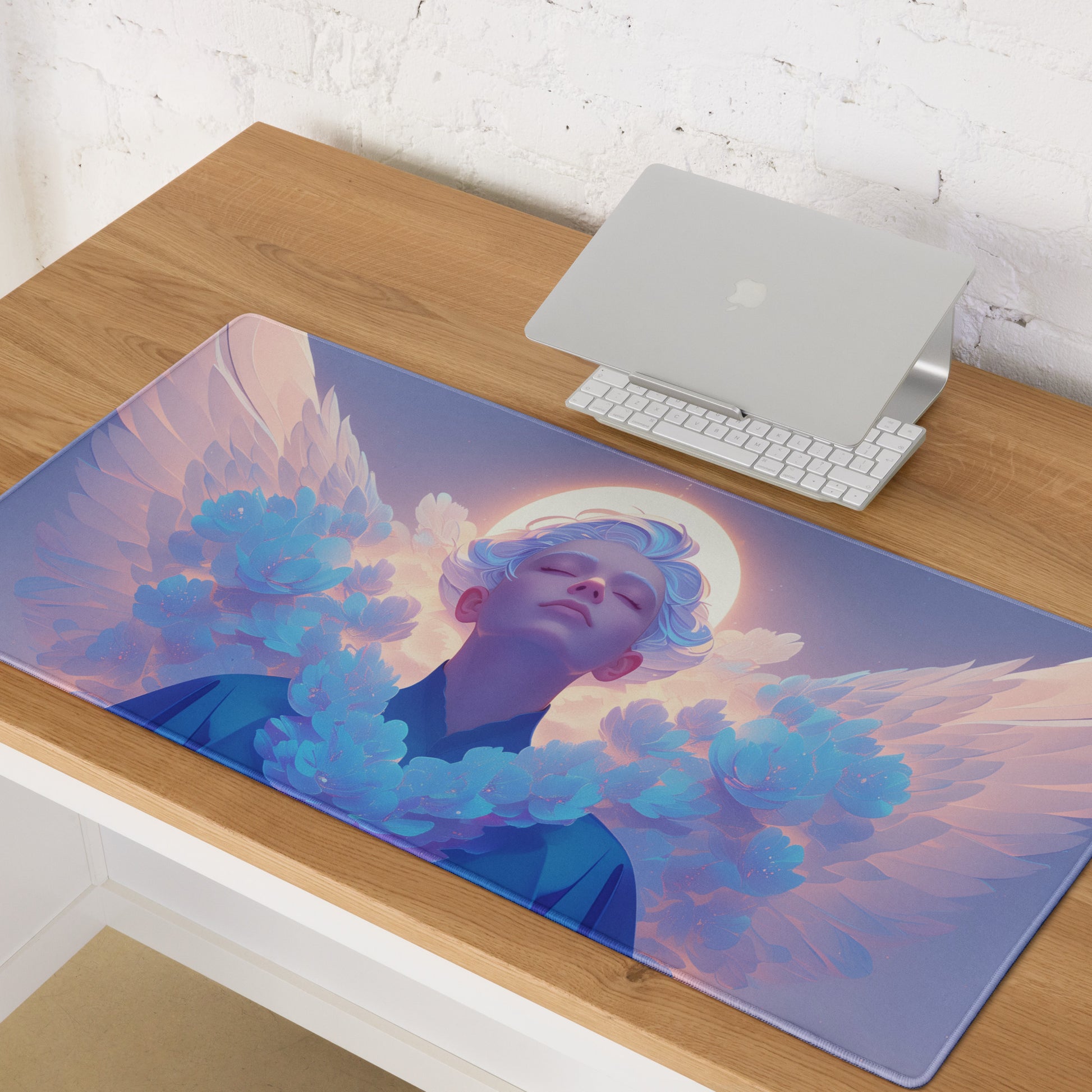 XXL gaming mouse pad, mouse pad, desk mat, gaming mat, gaming pad, best gaming mouse pad, border stitching, durable gaming mouse pad, Seraphim's Elegance III artwork