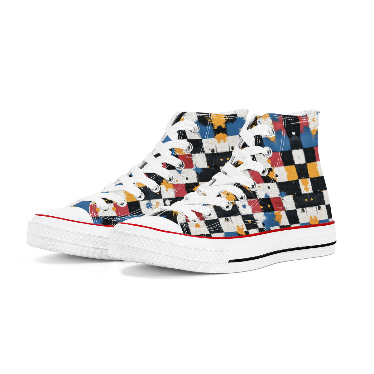 Checkered & Splattered (Wht) ππ¦ | 1337 High Tops