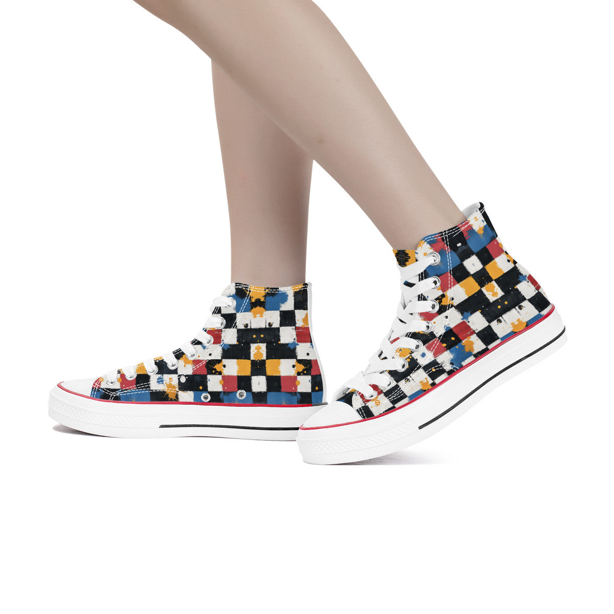 Checkered & Splattered (Wht) ππ¦ | 1337 High Tops