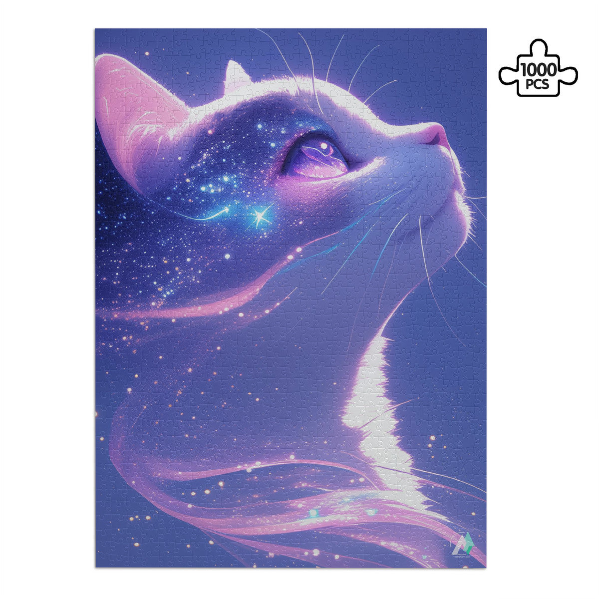Milky Way Meow III Puzzle showcases a cat-themed jigsaw puzzle, available in 500 and 1000 pieces, crafted from premium ivory cardboard.