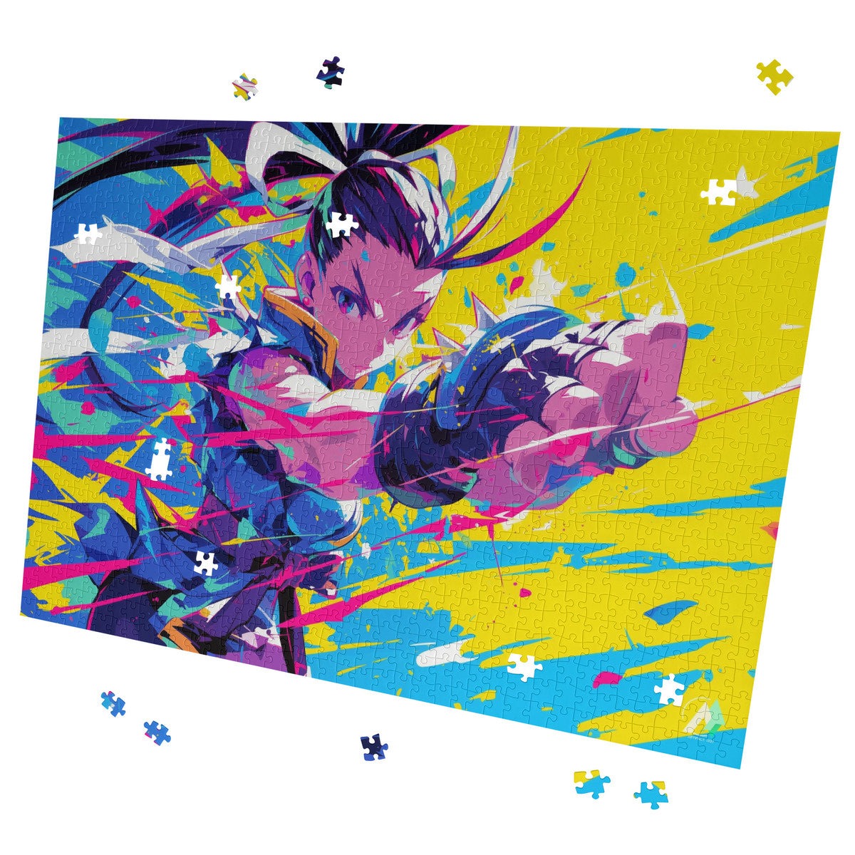 Indian Veda in Pastels I Puzzle: A 500 or 1000-piece puzzle featuring a woman's face adorned with flowers, showcasing modern art by @shinjoku13.