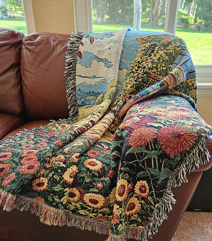 Bohemian Sunflower House 🌻🏠 | Woven Blanket