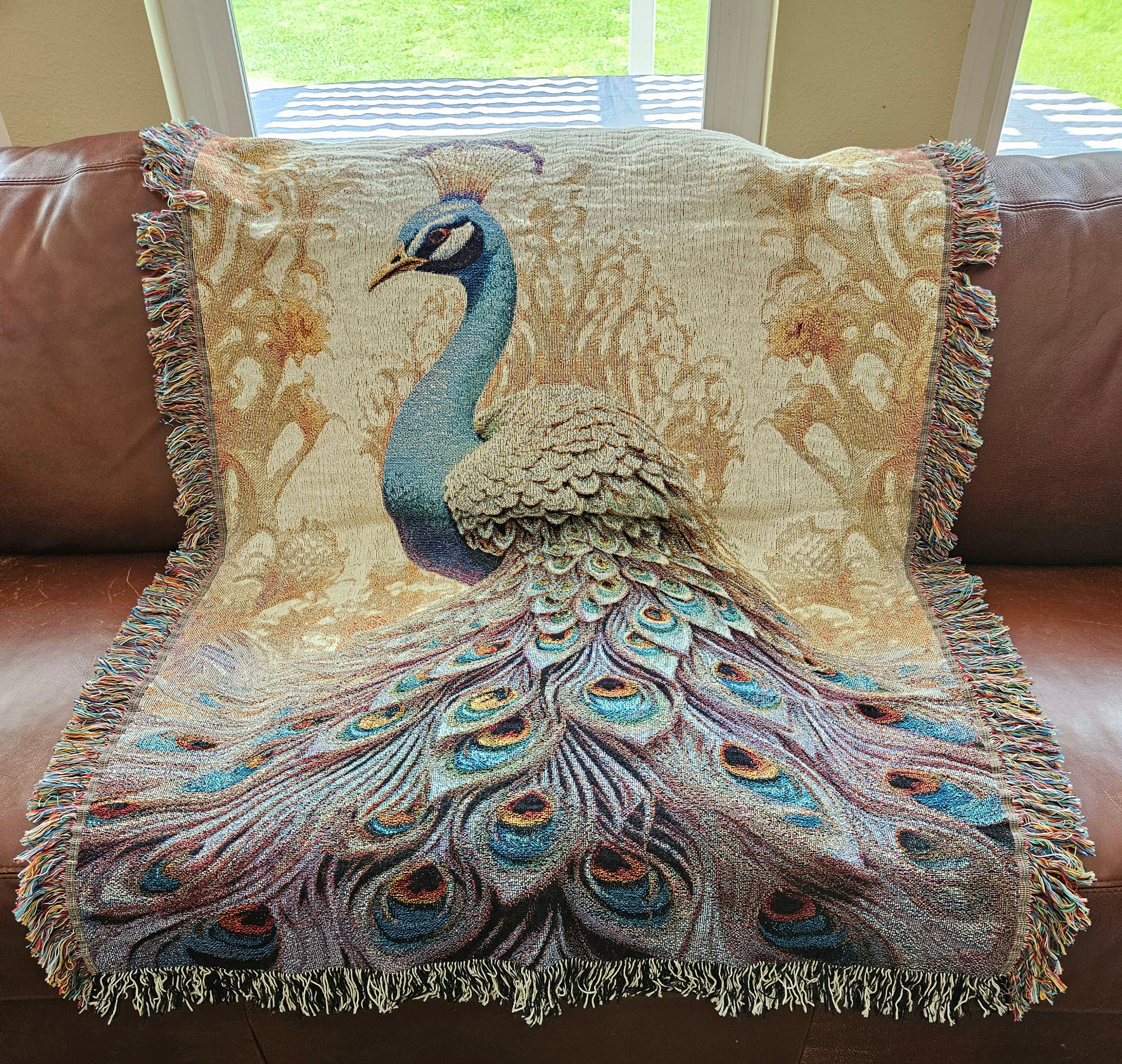 The Peacock Emperor 🦚👑 | Woven Blanket