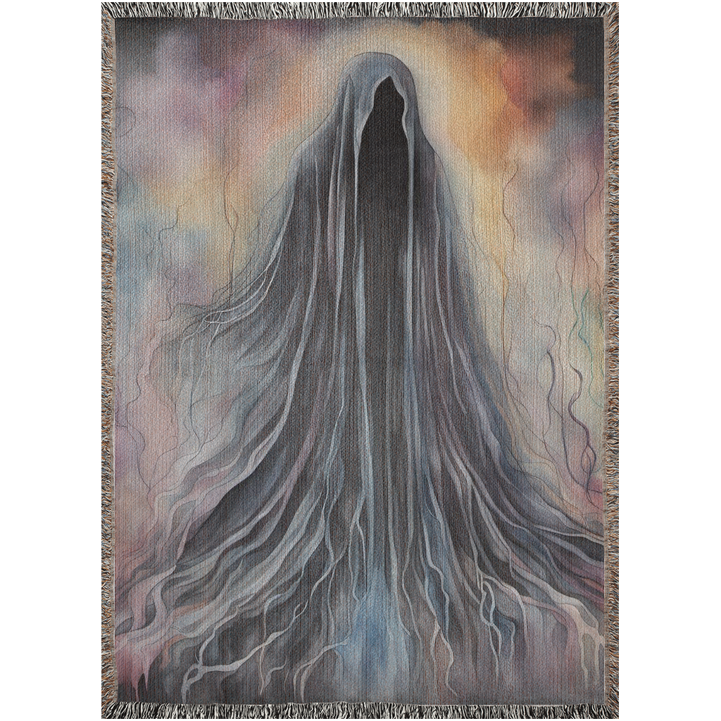 Digital art painting of a ghostly figure with a long tendril-like hood. A mysterious and intriguing image that will capture your imagination.